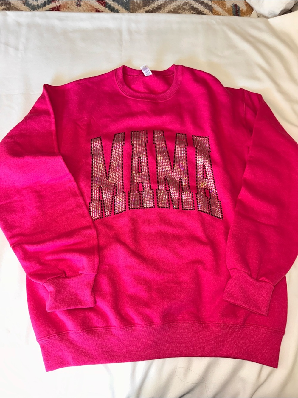 Hot Pink MAMA Spangle Crewneck Sweatshirt